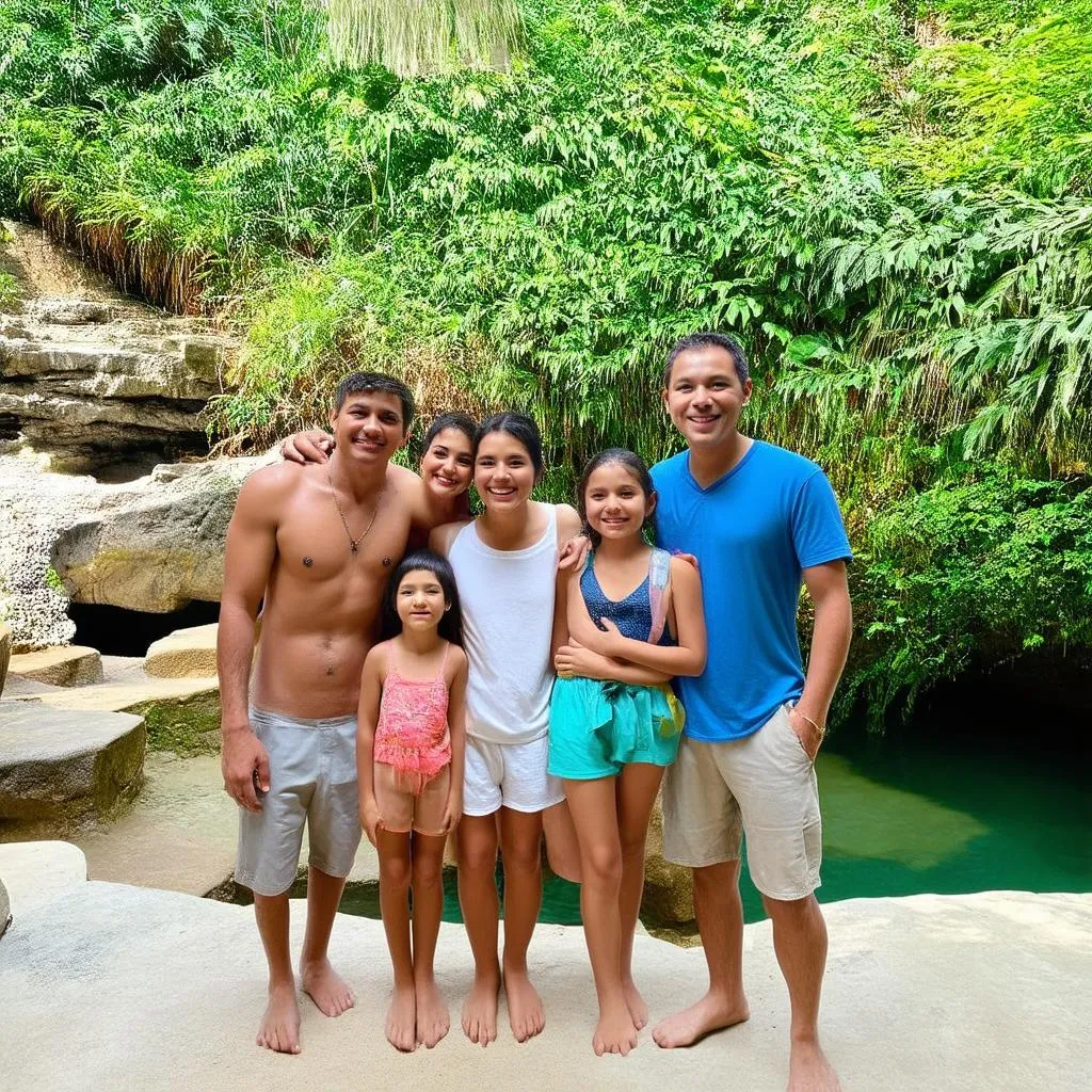 Family enjoying a day at Xcaret Park